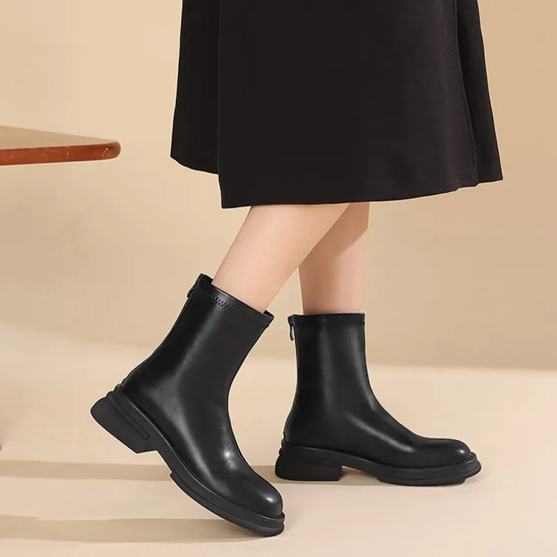 DAPHNE Ankle Boots Women's Black/Milk Tea-3