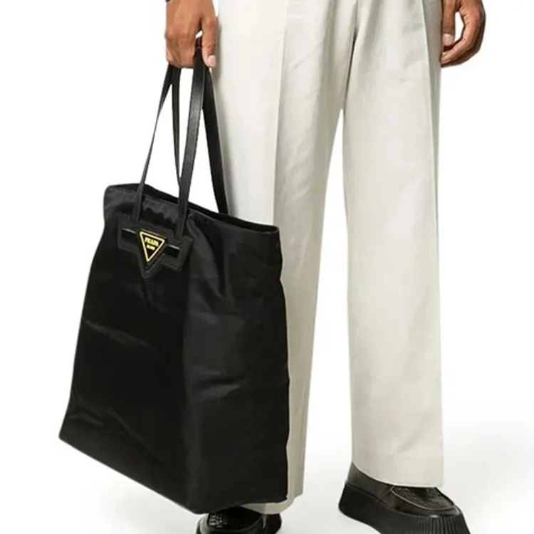 PRADA Nylon Tote Bag Shopping Bag Shoulder Bag Handbag Men's Black-4