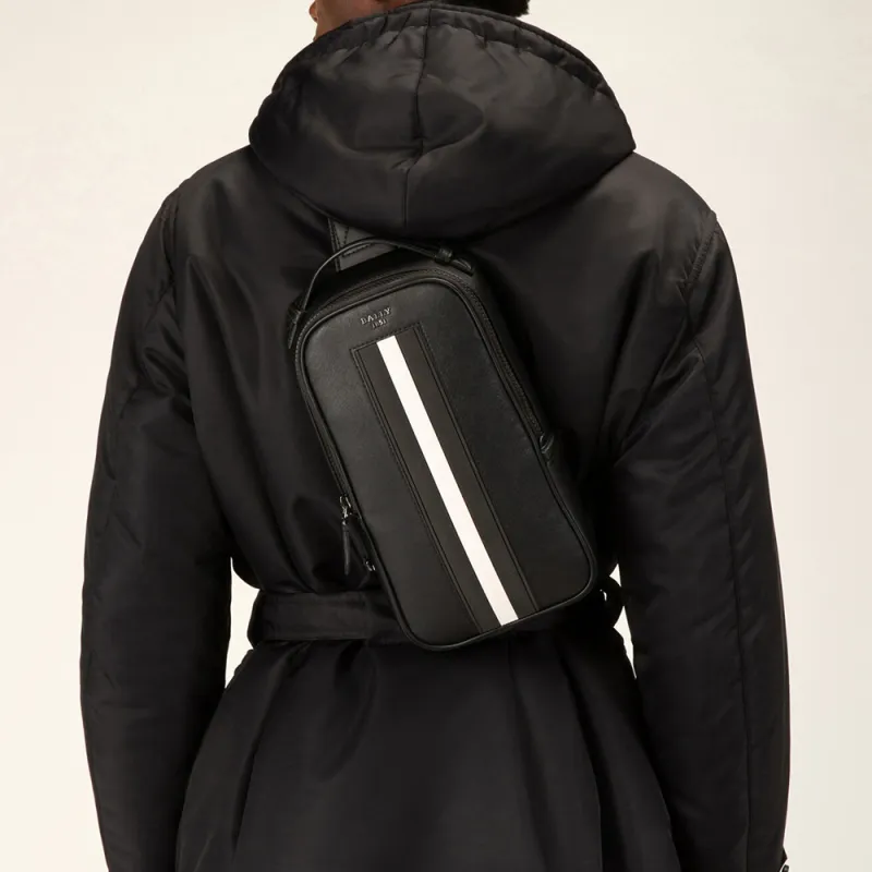 BALLY Cow Leather Sling Bag, Commute Bag, Shoulder Bag Regular Men's Black-6