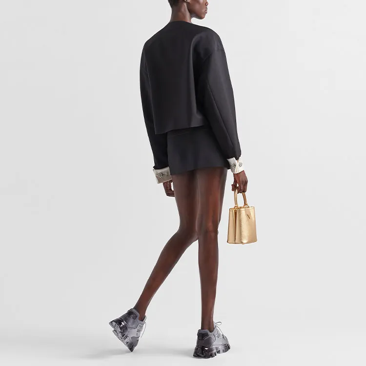 PRADA SS23 Cropped Coat Women's Black-3