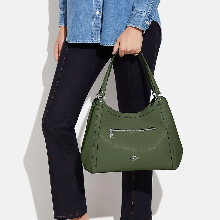 COACH Kristy Pebbled Leather Shoulder Bag Handbag Shoulder Bag Women's Olive Green-4