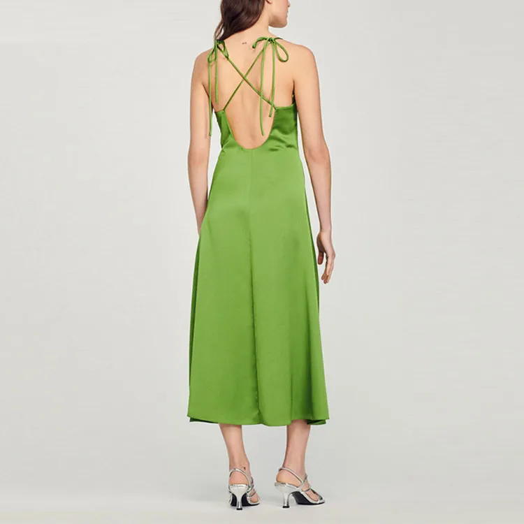 Sandro SS23 Sleeveless Dress Women's Green-2
