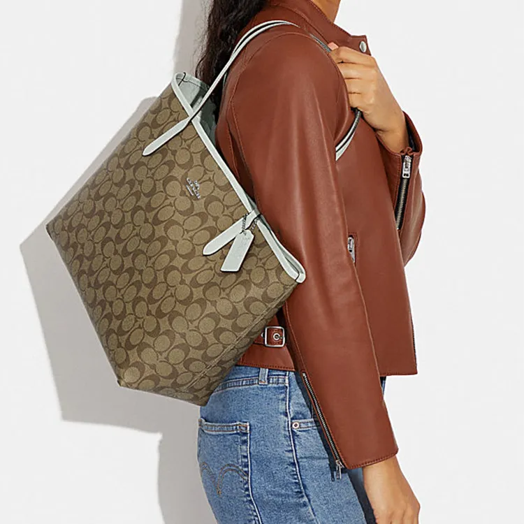 COACH City PVC Tote Bag Shopping Bag Shoulder Bag Handbag Large Size Women's Brown-4