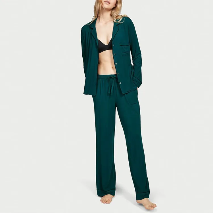 Victoria's Secret Modal Long Pajama Set Pajama Set Women's Ivy Green-2
