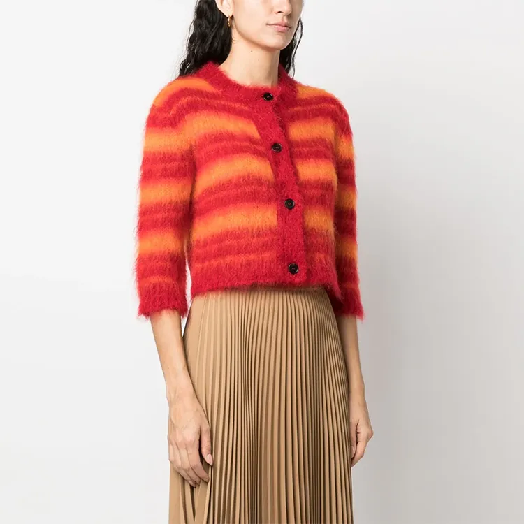 MARNI Striped Cardigan 'Light Orange'-3