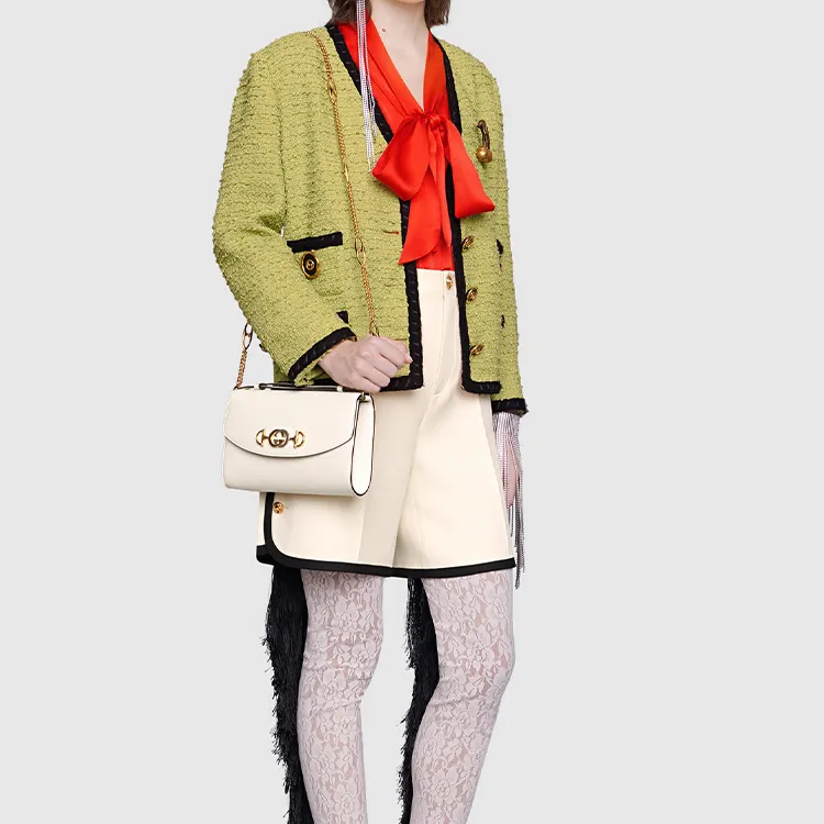 GUCCI Zumi Leather Portable Crossbody Bag Shoulder Bag Small Size Women's White-8