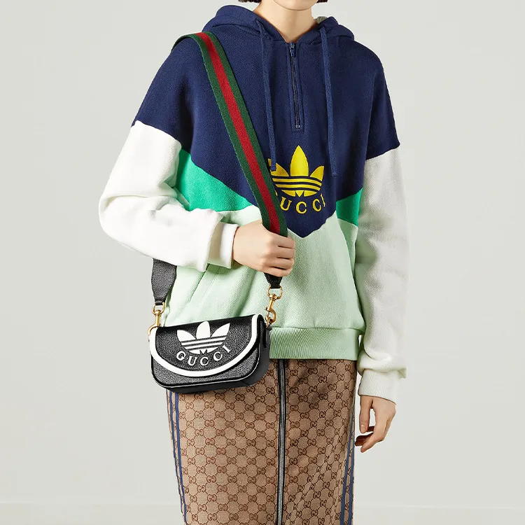 GUCCI X Adidas Mini Leather Crossbody Bag Black-8