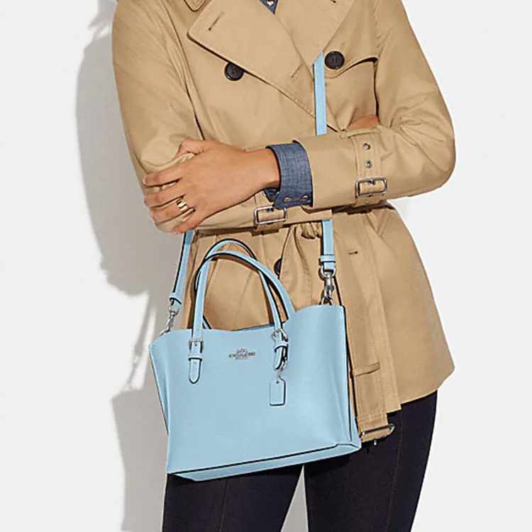 COACH Mollie Cow Leather Tote Bag, Shopping Bag, Handbag, Shoulder Bag, Crossbody Bag Medium Size Women's Sky Blue-4