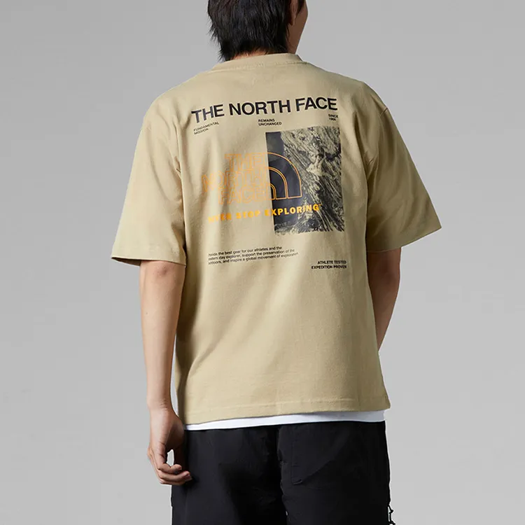 THE NORTH FACE Drop Shoulder Sleeve T Shirt Men's Khaki-3