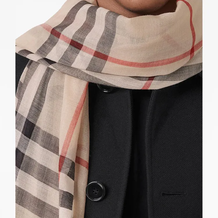 Burberry Check Wool Silk Scarf-3