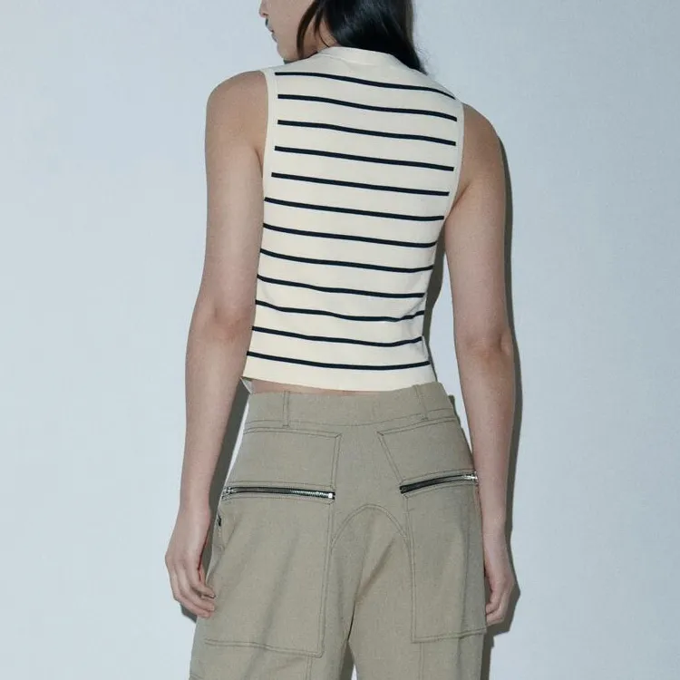 ZARA Tank Tops Women's Nude/Sea Blue-2