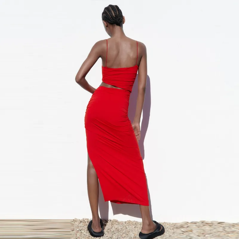ZARA Sleeveless Dresses Women's Red-2