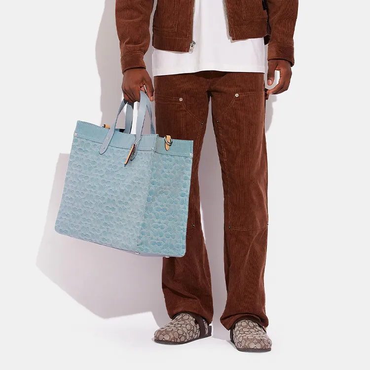 COACH Field Denim Tote Bag-4