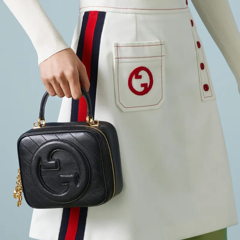 GUCCI Blondie Leather Shoulder Bag Crossbody Bag Handbag Women's Black-9