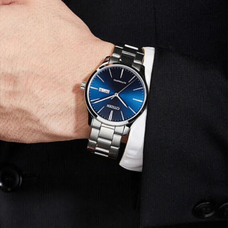 CITIZEN Classic Mechanical Mechanical Movement Stainless Steel Strap Watch Men's Watch Blue Dial-2
