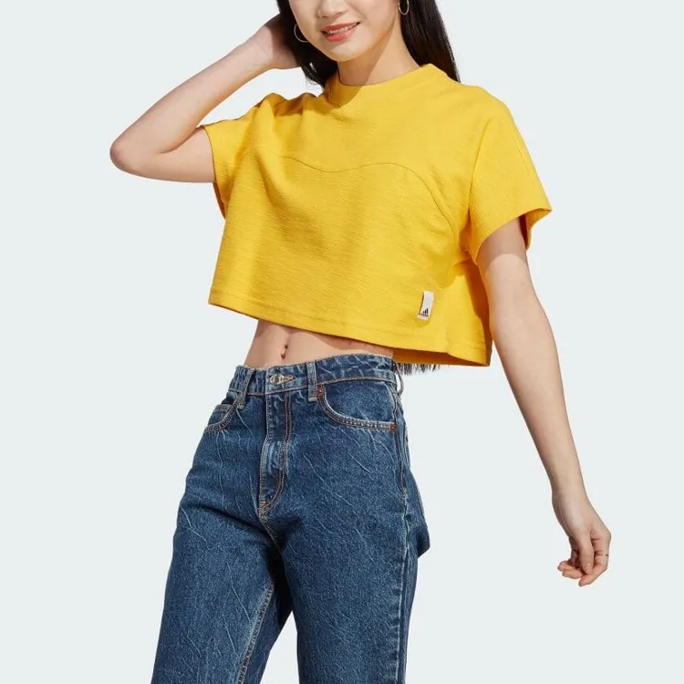 Adidas Crop Tops Women's Yellow-1