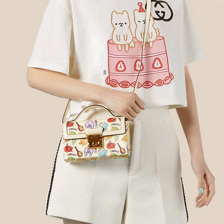 GUCCI Padlock Leather Portable Crossbody Bag Shoulder Bag Mini Women's White-9