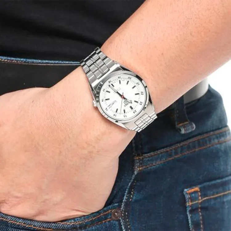 SEIKO Seiko5 Collection Automatic Mechanical Movement Stainless Steel Strap Watch Men's Watches White Dial-4