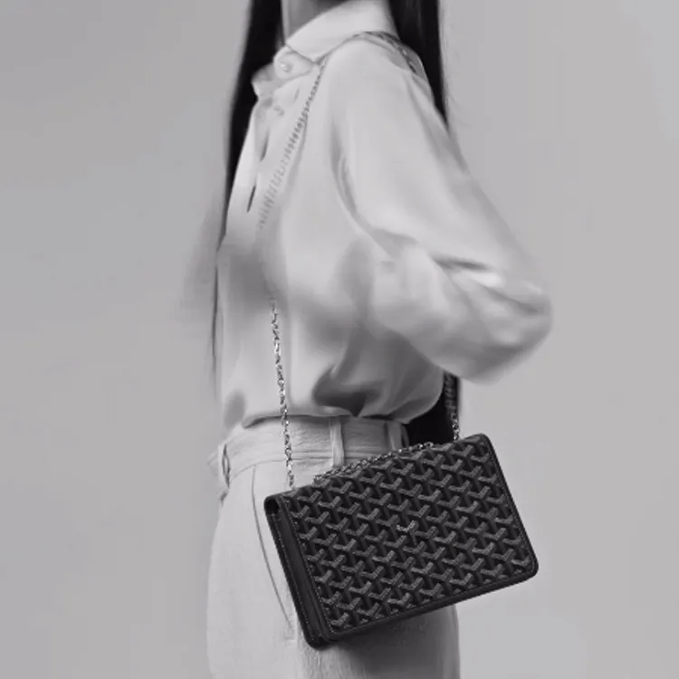 GOYARD Alexandre III Canvas With Leather Shoulder Bag Crossbody Bag Women's Black-6