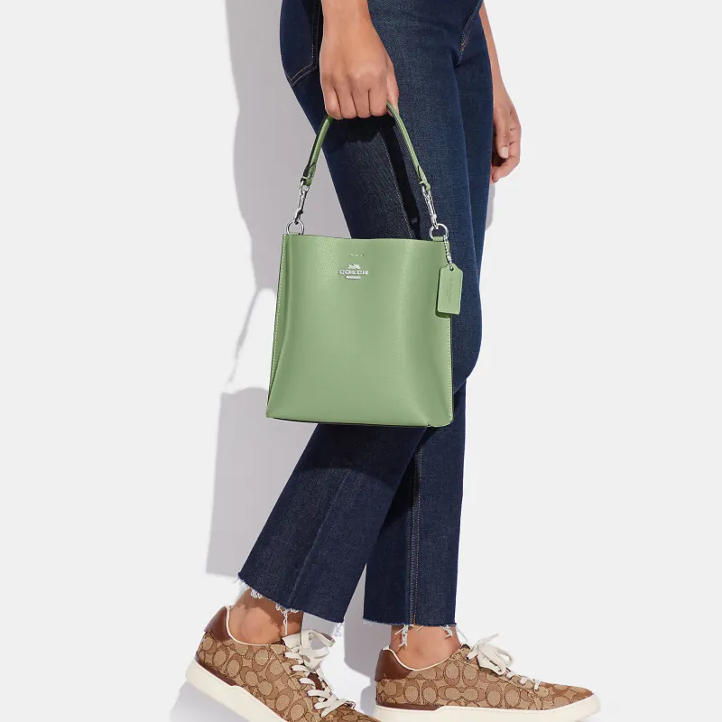 COACH Mollie Leather Bucket Bag, Shoulder Bag, Crossbody Bag Trumpets Women's Green-4