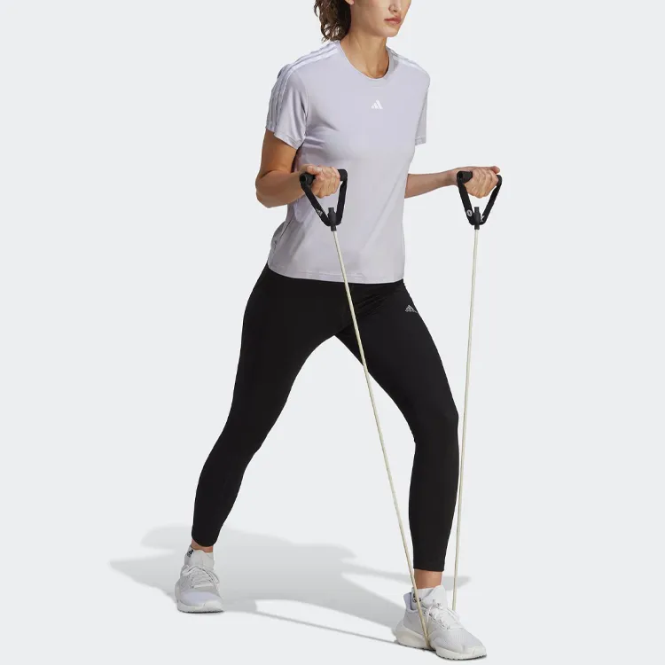 Adidas Women's Aeroready Train Essentials 3 Stripes T Shirt Silver Dawn/White-2