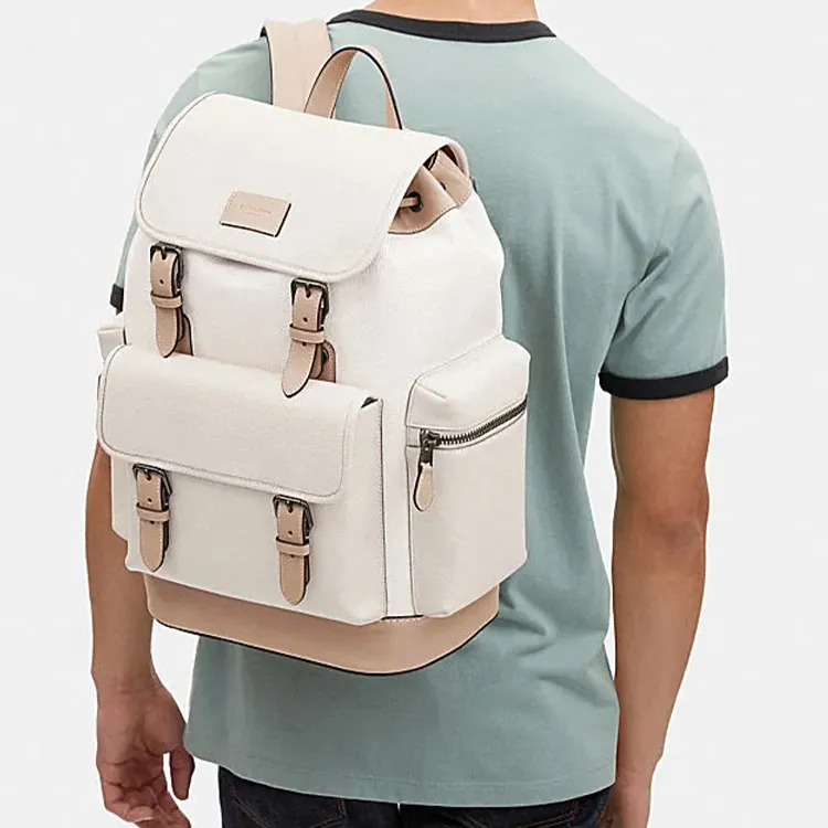 COACH Sprint Cow Leather Backpack Large Size Men's Khaki & White-3
