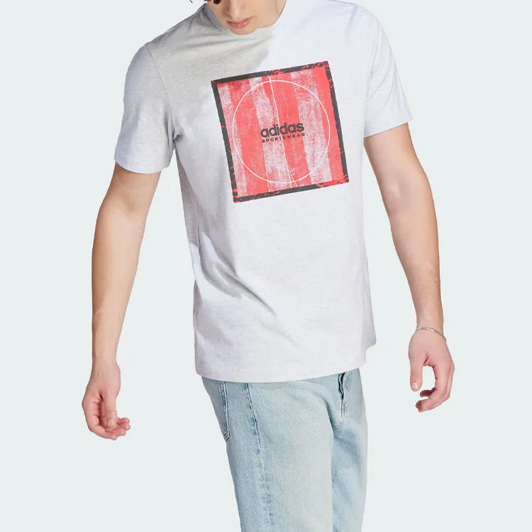Adidas T Shirts Men Light Heather Gray-3