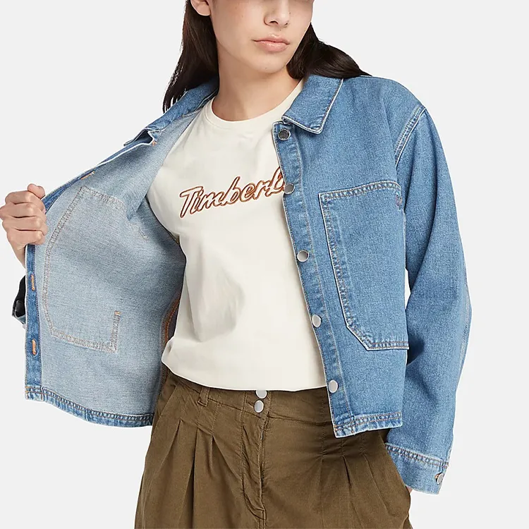 Timberland Denim Jackets Women's Blue-4