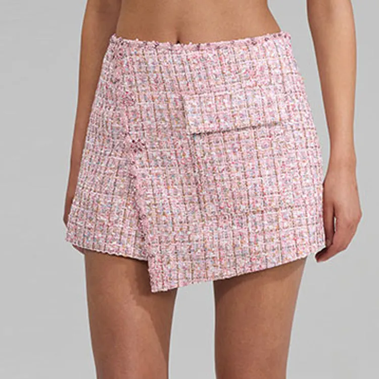 Self portrait Casual Short Skirts Women's Pink-3