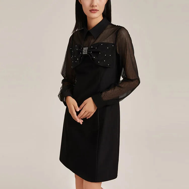 GOELIA Long Sleeved Dresses Women's Black-3