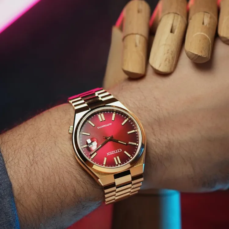 CITIZEN Automatic Mechanical Movement Stainless Steel Strap Watch 40mm Unisex Red Watch Dial NJ0153 82X-3