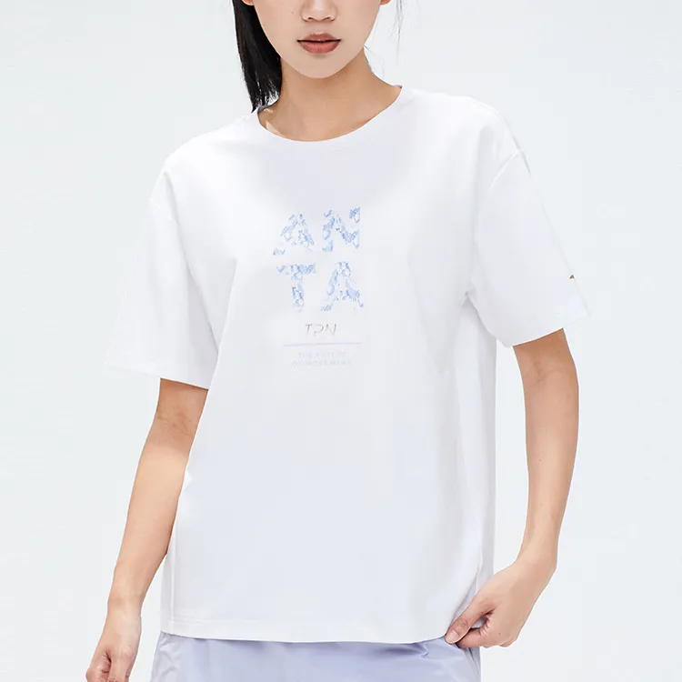 Anta Variety Training Collection Drop Shoulder Sleeve T Shirt Women's Pure White-2