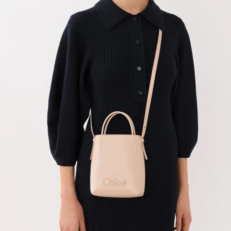 Chloe Shiny Calfskin Handbag, Shoulder Bag, Crossbody Bag Mini Women's Pink-5