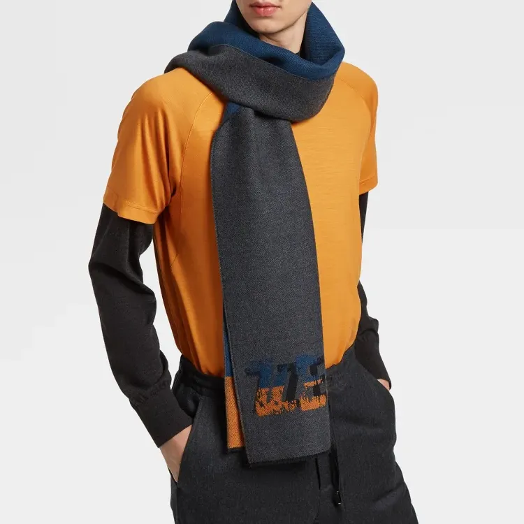 Zzegna Knit Scarves Unisex Gray-1