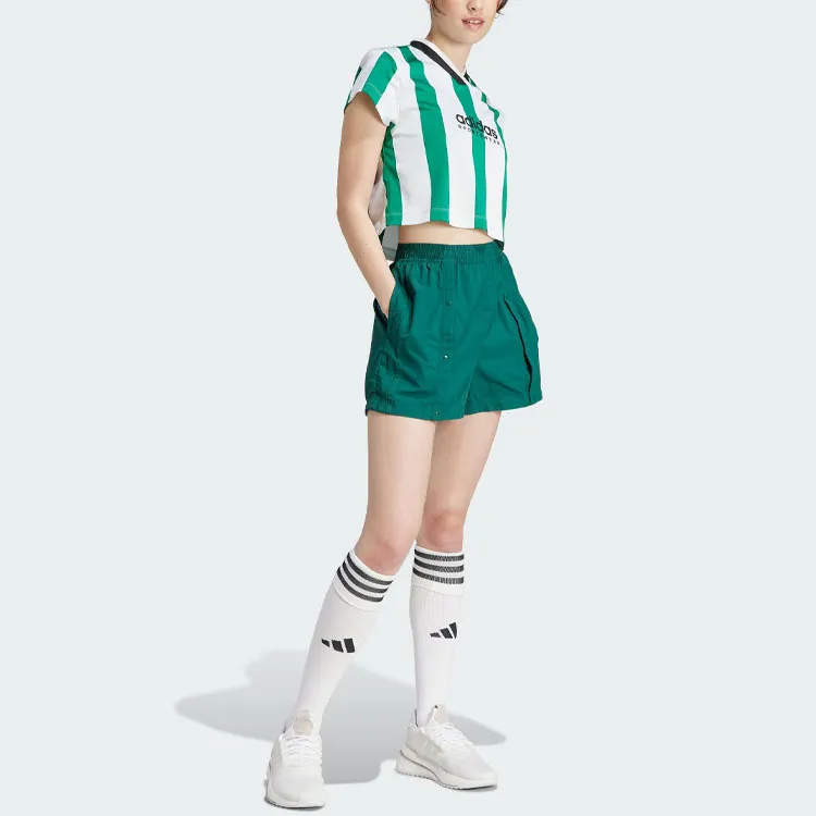 Adidas Colorblock Crop Tops Women's Forest Green-3