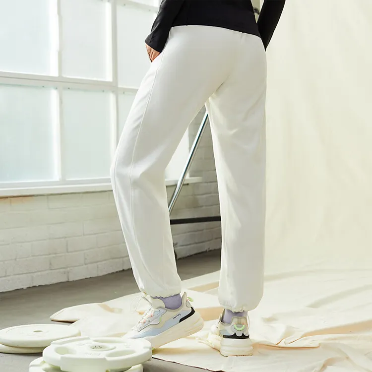 ANTA Variety Training Collection Knitted Sweatpants Women's White-3