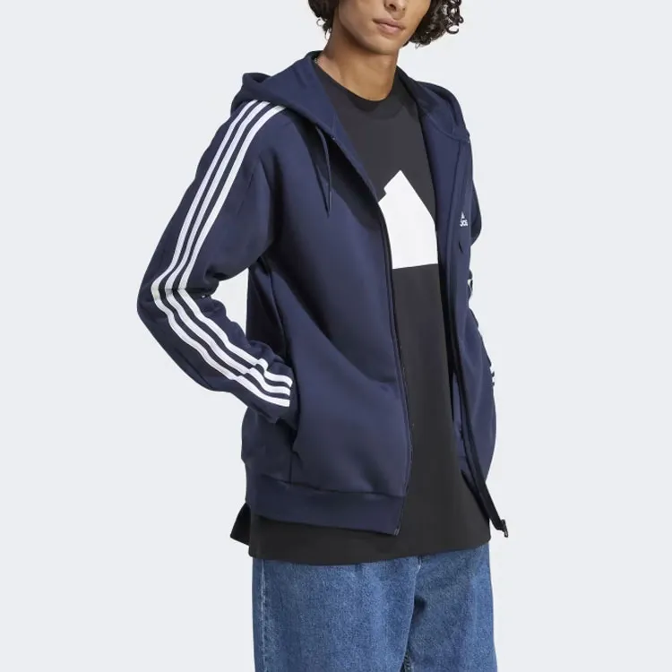Adidas Free Shipping With AdiClub Essentials Fleece 3 Stripes Full Zip Hoodie-3