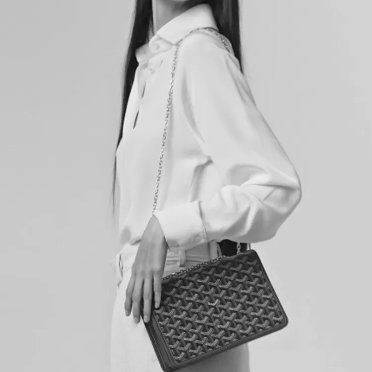 GOYARD Alexandre III Canvas With Leather Shoulder Bag Crossbody Bag Women's Black Brown-5