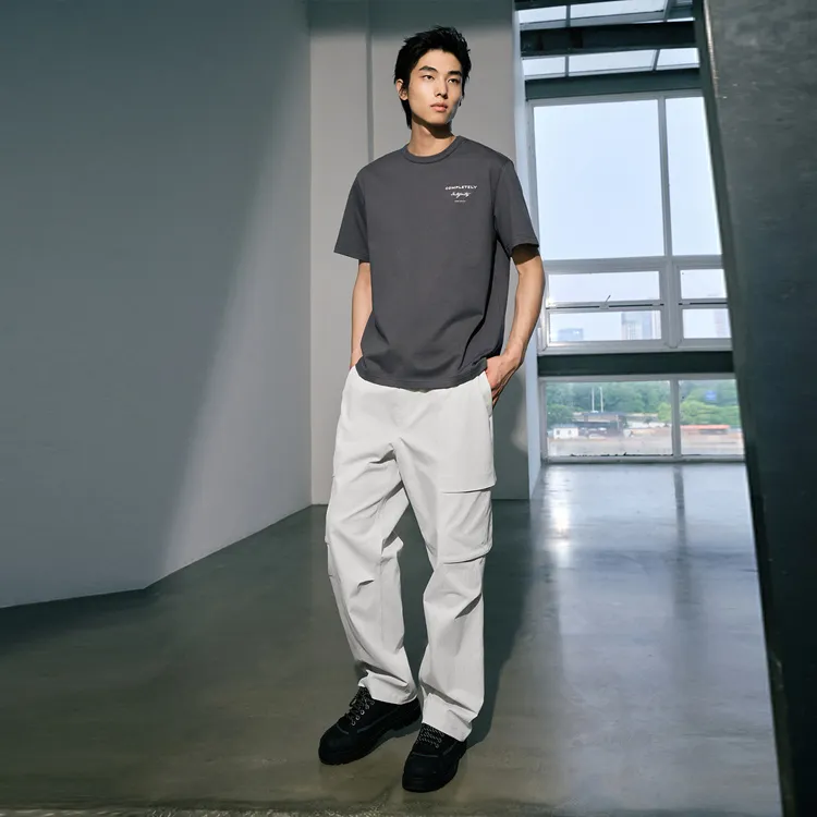 GXG Urban Aesthetics Of The Blockbuster Weaving Series T-Shirts Men Smoke Gray-6