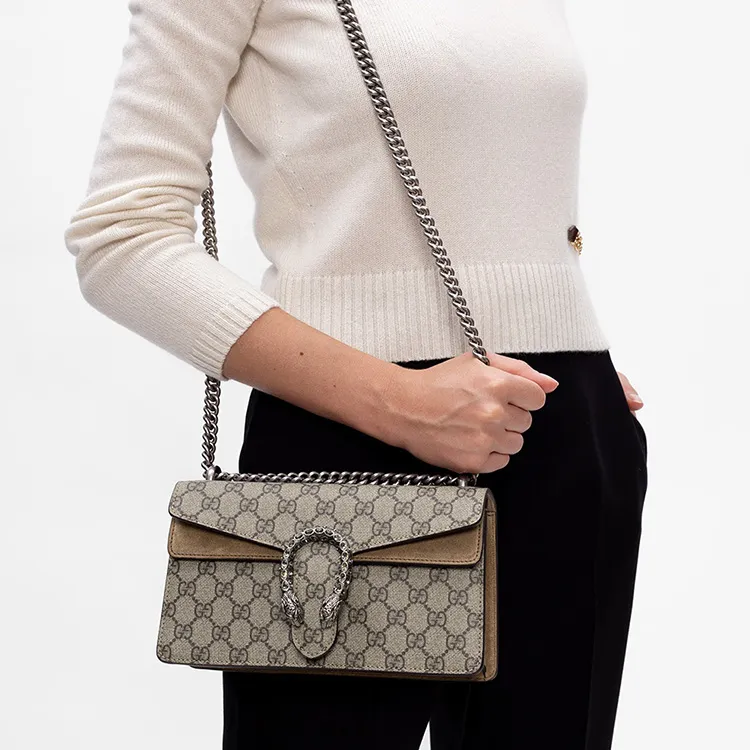 GUCCI Dionysus Canvas With Leather Canvas Bag, Flap Bag, Chain Bag Shoulder Bag, Crossbody Bag Women's-6