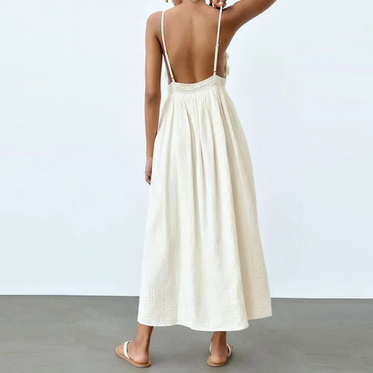 ZARA Slip Dresses Women's White-3