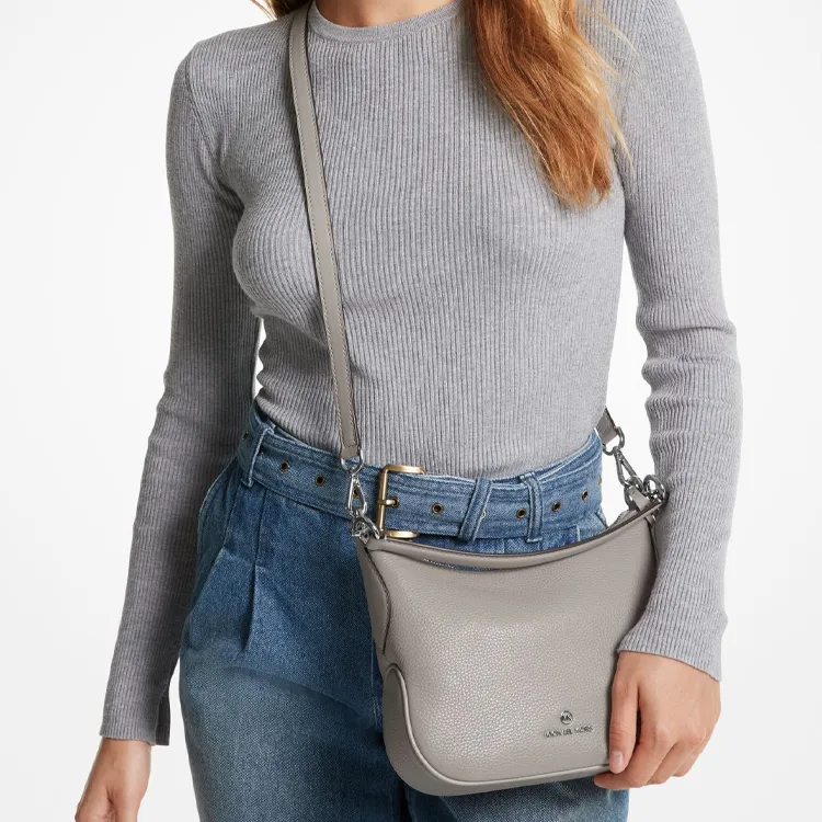 MICHAEL KORS MK Kelsey Leather Crescent Bag Handbag Shoulder Bag Small Size Women's Gray-2