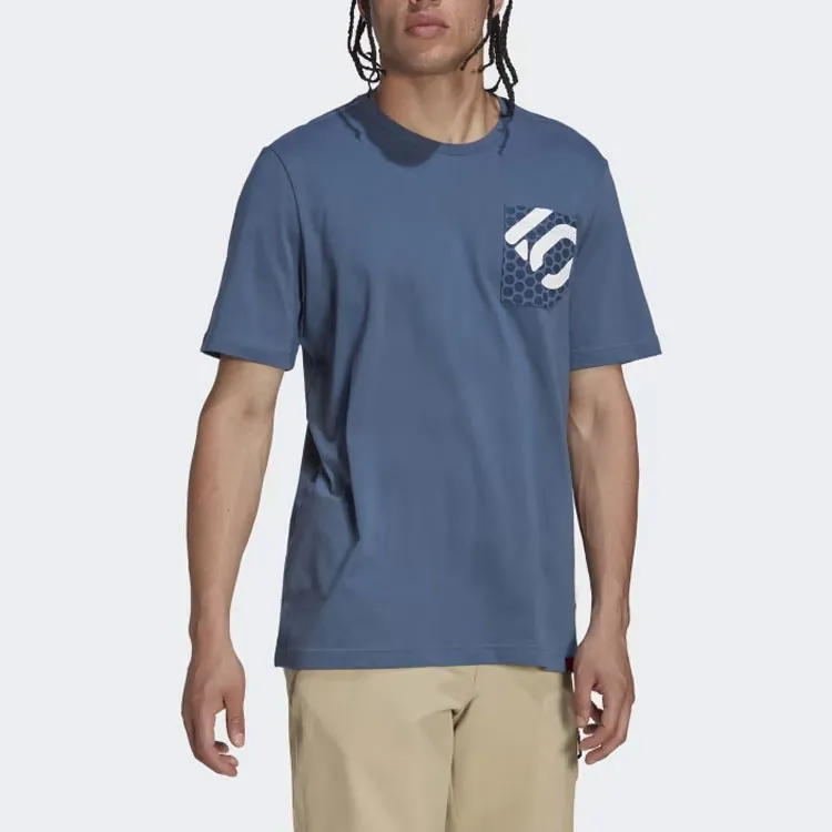 Adidas T Shirts Men Steel Iron Blue-3