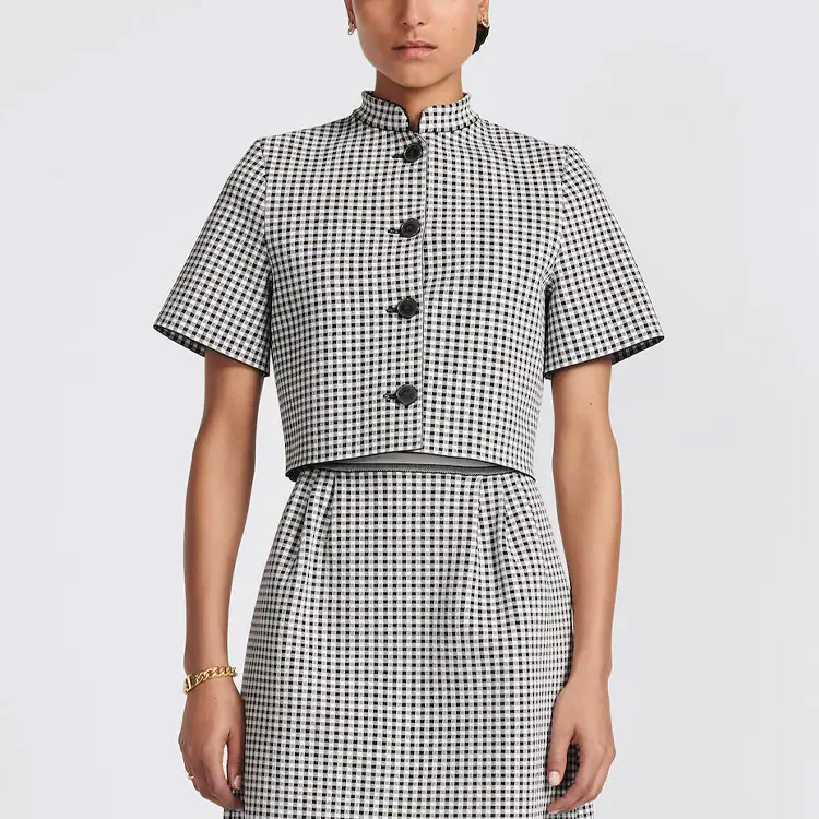 DIOR Checkered Button Up Short Sleeved Jacket-2