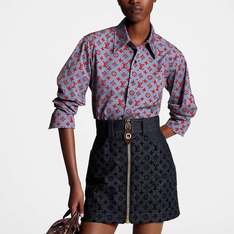 LOUIS VUITTON FW23 Denim Short Skirts Women's Blue-3