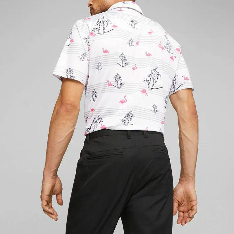 PUMA Polo Shirts Men White/Bright Pink-3