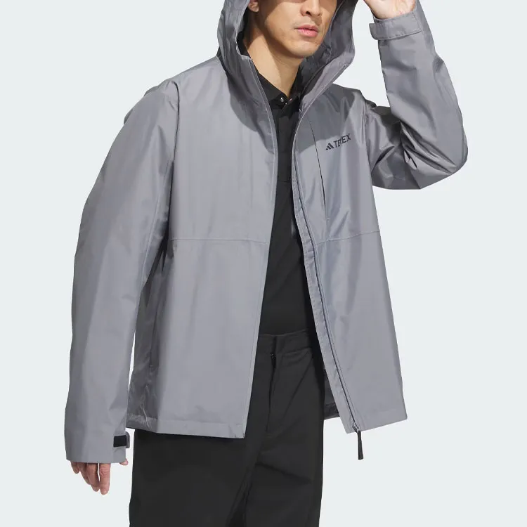 Adidas Waterproof, Windproof, And Breathable Windbreaker Jacket Men's Light Gray-3