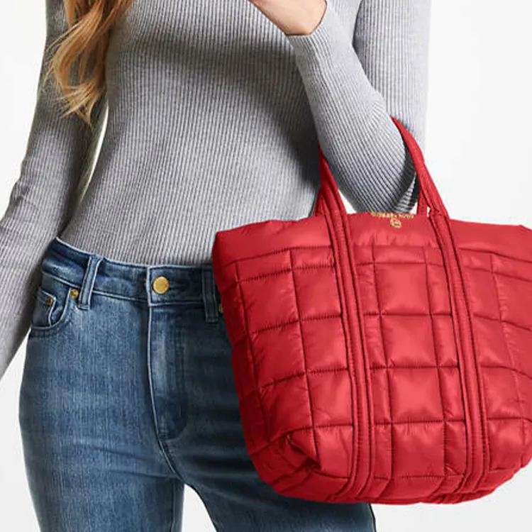 MICHAEL KORS Stirling Polyester Tote Bag Shopping Bag Shoulder Bag Handbag Large Size Women's Red-4