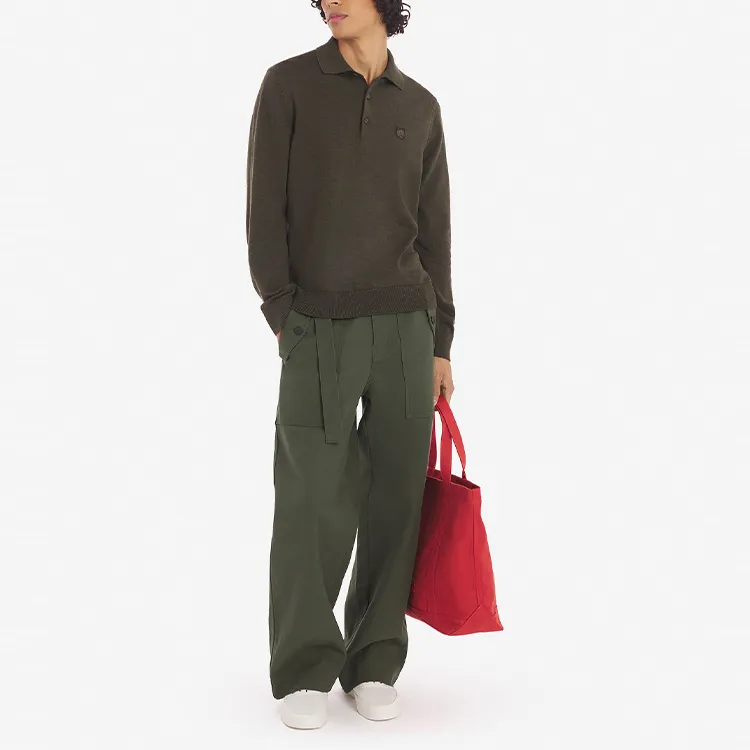 Maison Kitsune Fox Head Patch Knit Polo Shirt-2