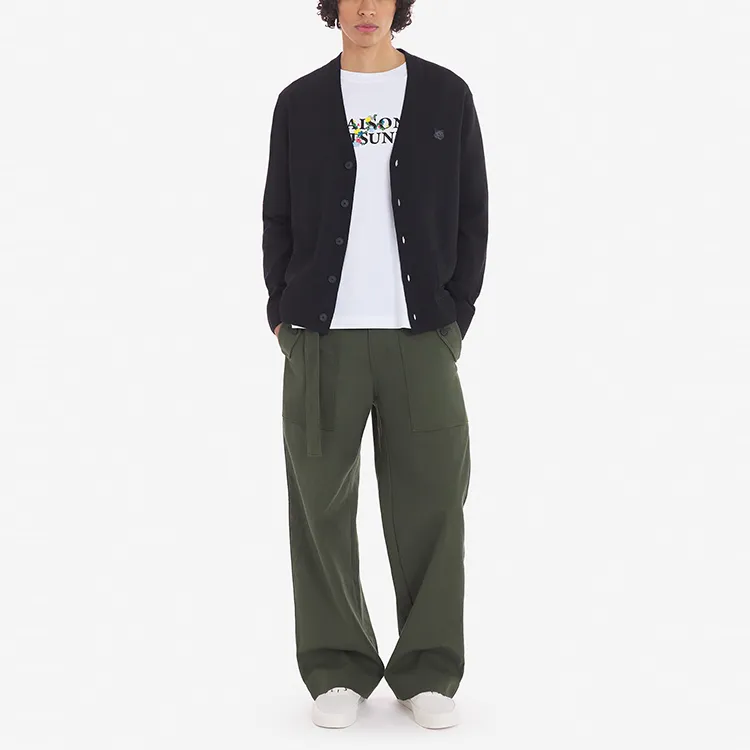 Maison Kitsune Fox Head Patch Knitted Cardigan-2
